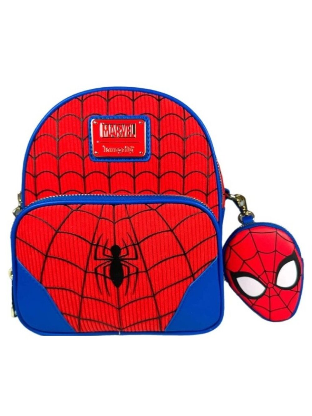 Loungefly Marvel Spider-Man Convertible Corduroy Mini Backpack & Coin Purse NWT - Picture 2 of 8